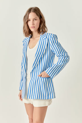 ENGLISH FACTORY - Striped Pocketed Blazer - BLAZERS available at Objectrare