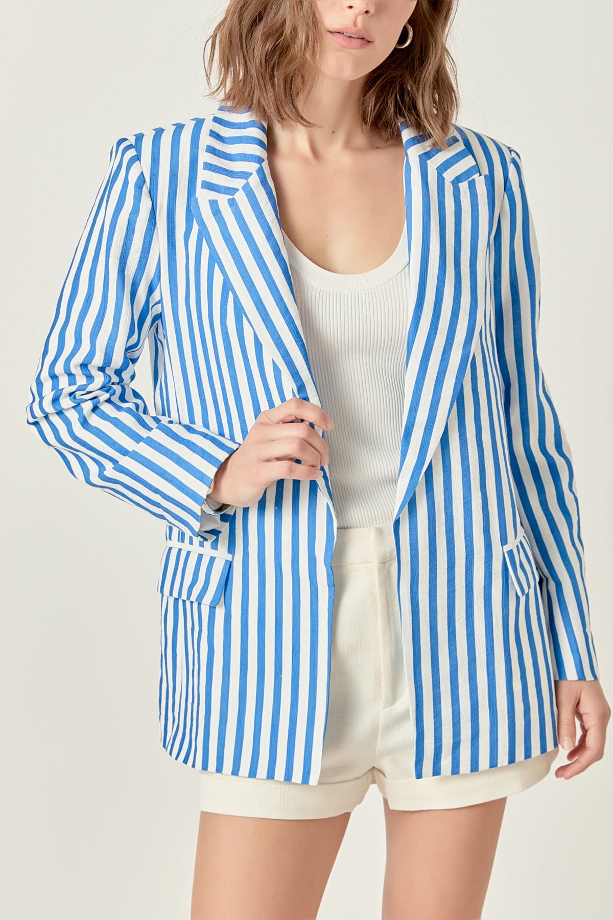 Striped Pocketed Blazer