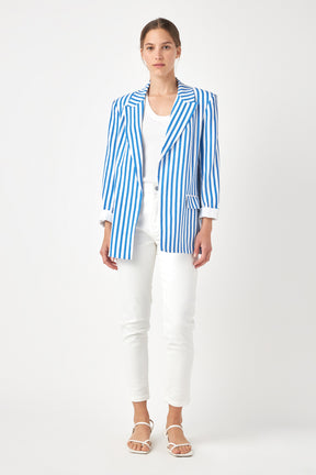 ENGLISH FACTORY - Striped Pocketed Blazer - BLAZERS available at Objectrare