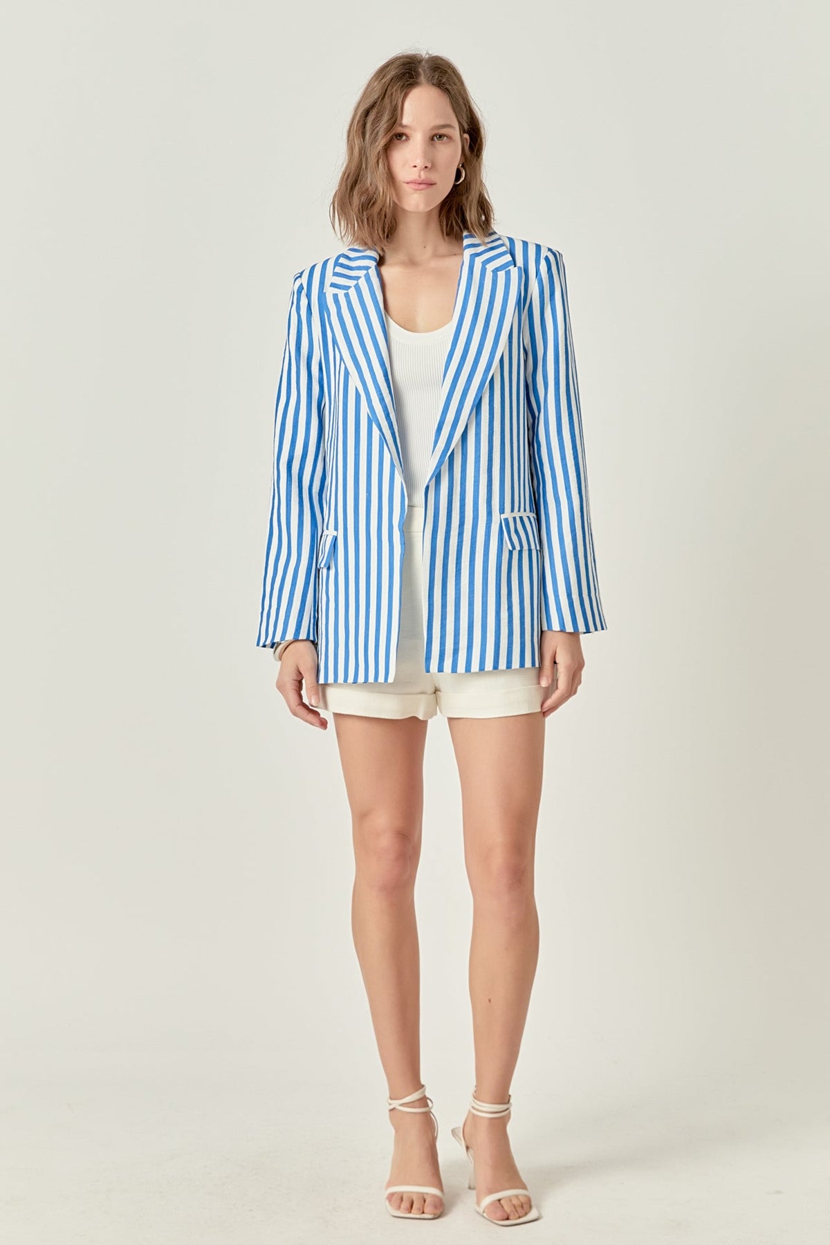 Striped Pocketed Blazer