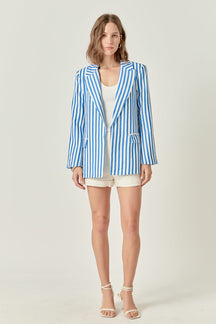 ENGLISH FACTORY - Striped Pocketed Blazer - BLAZERS available at Objectrare