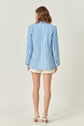 ENGLISH FACTORY - Striped Pocketed Blazer - BLAZERS available at Objectrare