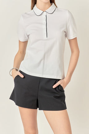 ENGLISH FACTORY - Sportwear Knit Polo Shirt - TOPS available at Objectrare