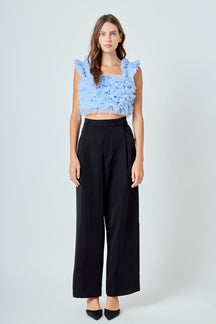 ENDLESS ROSE - Ruffled Shoulder Strap Tulle Top - TOPS available at Objectrare