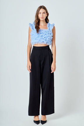 ENDLESS ROSE - Ruffled Shoulder Strap Tulle Top - TOPS available at Objectrare