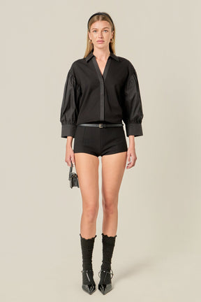 ENGLISH FACTORY - V-neckline Puff Sleeve Shirt - BLOUSES available at Objectrare