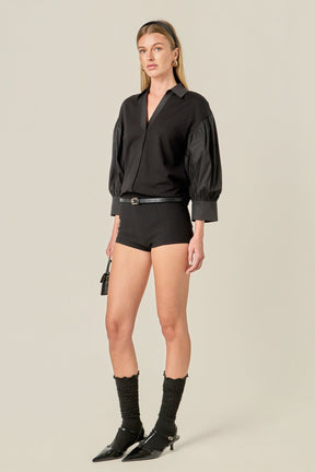 ENGLISH FACTORY - V-neckline Puff Sleeve Shirt - BLOUSES available at Objectrare