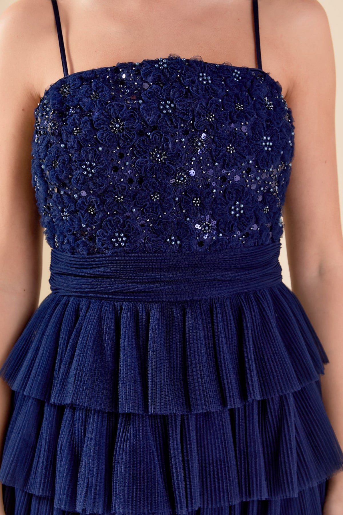 ENDLESS ROSE - Floral Detail Tulle Mini Dress - DRESSES available at Objectrare