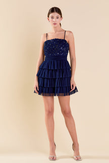 ENDLESS ROSE - Floral Detail Tulle Mini Dress - DRESSES available at Objectrare