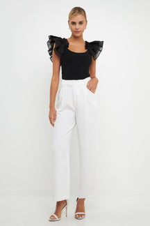 ENDLESS ROSE - Organza Ruffle with Knit Top - TOPS available at Objectrare