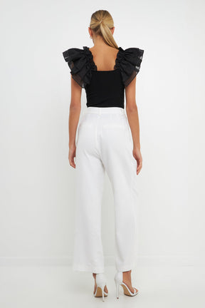 ENDLESS ROSE - Organza Ruffle with Knit Top - TOPS available at Objectrare