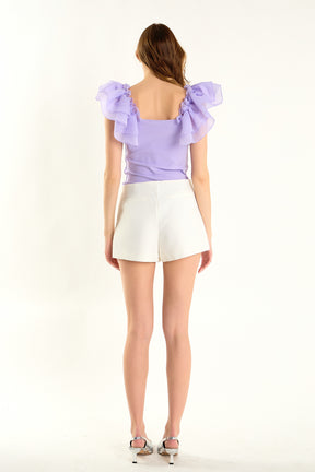 ENDLESS ROSE - Organza Ruffle with Knit Top - TOPS available at Objectrare