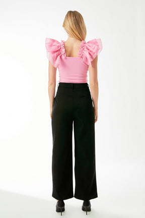 ENDLESS ROSE - Endless Rose - Organza Ruffle with Knit Top - TOPS available at Objectrare