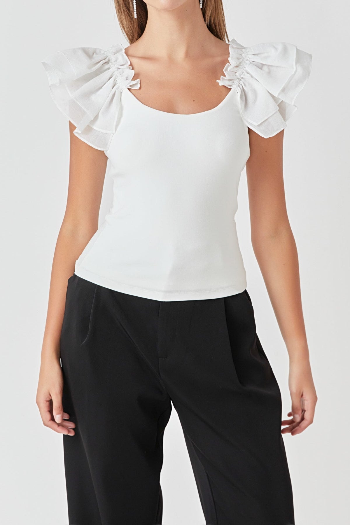 ENDLESS ROSE - Organza Ruffle with Knit Top - TOPS available at Objectrare
