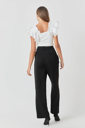 ENDLESS ROSE - Organza Ruffle with Knit Top - TOPS available at Objectrare