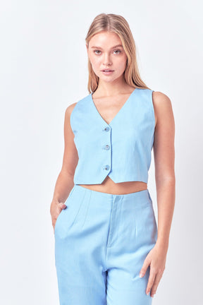 ENGLISH FACTORY - Linen Blend Vest - TOPS available at Objectrare