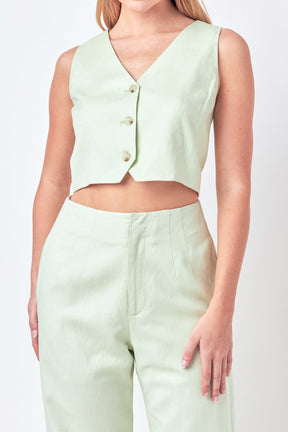 ENGLISH FACTORY - Linen Blend Vest - TOPS available at Objectrare