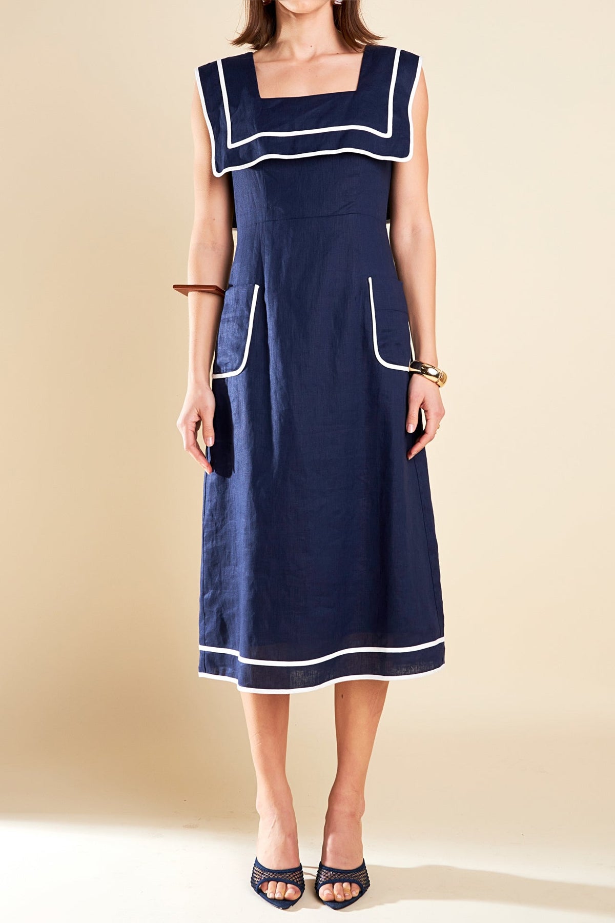 ENGLISH FACTORY - Square Neckline Midi Dress - DRESSES available at Objectrare