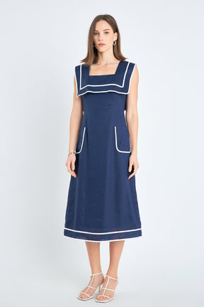 ENGLISH FACTORY - Square Neckline Midi Dress - DRESSES available at Objectrare