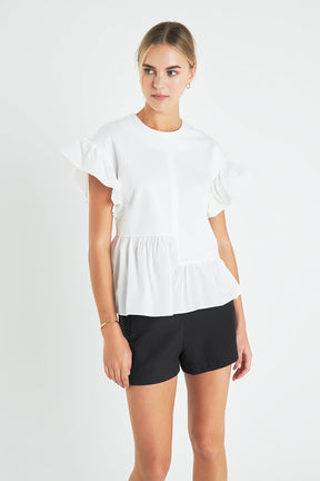 ENGLISH FACTORY - Drop Shoulder Mixed Media Top - TOPS available at Objectrare