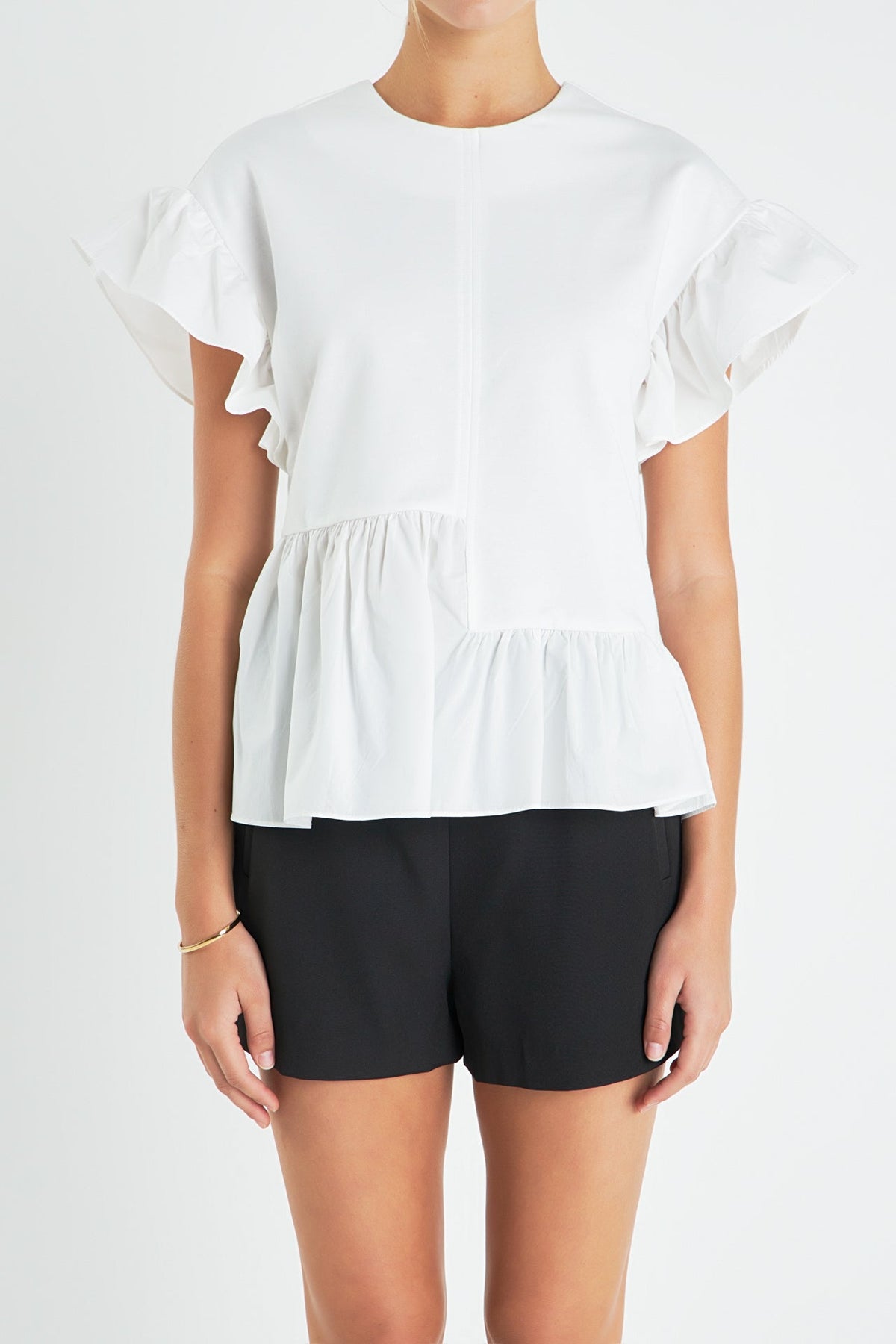 ENGLISH FACTORY - English Factory - Drop Shoulder Mixed Media Top - TOPS available at Objectrare