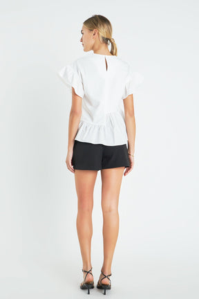 ENGLISH FACTORY - Drop Shoulder Mixed Media Top - TOPS available at Objectrare