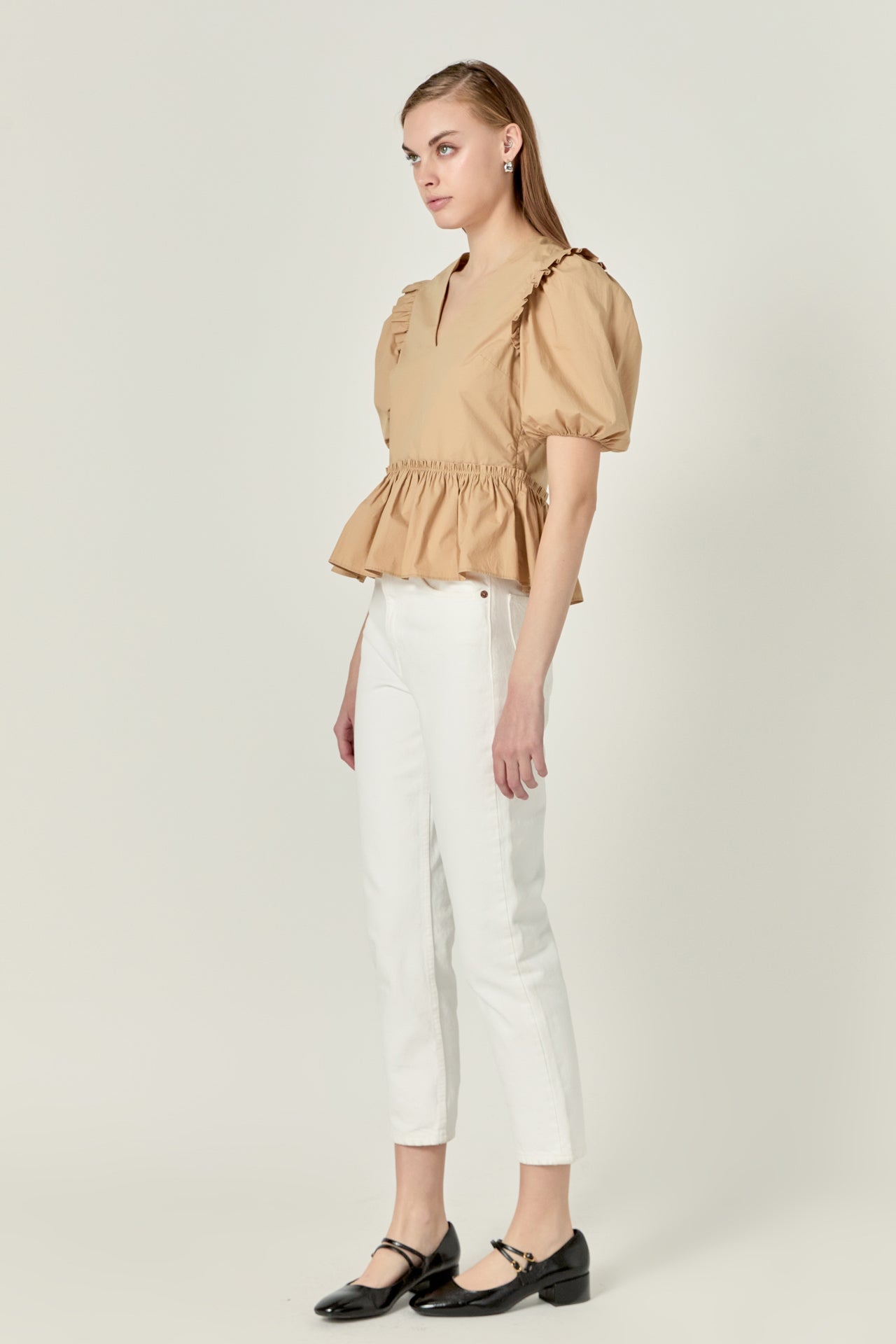 ENGLISH FACTORY - Eyelet Mixed Media Knit Top - TOPS available at Objectrare