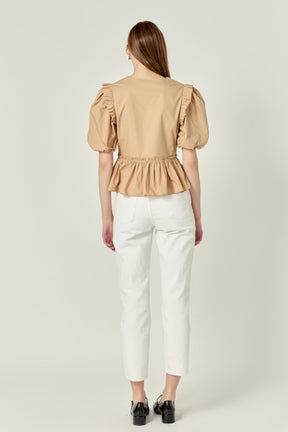 ENGLISH FACTORY - Eyelet Mixed Media Knit Top - TOPS available at Objectrare