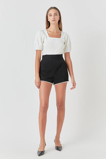 ENDLESS ROSE - Premium Pearl-Trimmed Shorts - SHORTS available at Objectrare