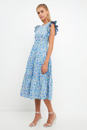 ENGLISH FACTORY - Floral Back Cut-out Midi Dress - DRESSES available at Objectrare