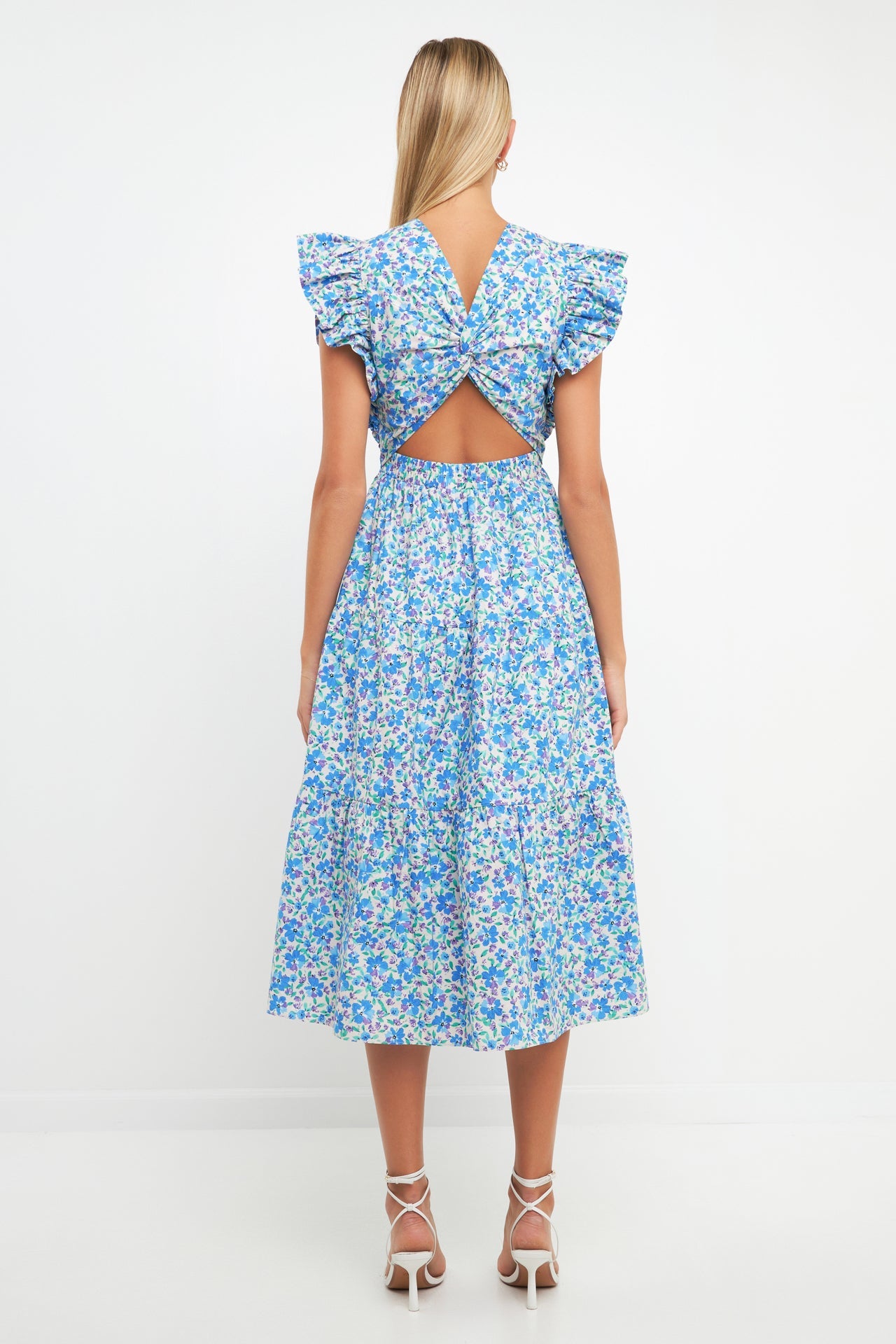ENGLISH FACTORY - Floral Back Cut-out Midi Dress - DRESSES available at Objectrare