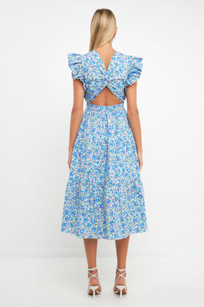 ENGLISH FACTORY - Floral Back Cut-out Midi Dress - DRESSES available at Objectrare