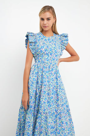 ENGLISH FACTORY - Floral Back Cut-out Midi Dress - DRESSES available at Objectrare