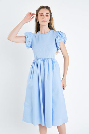 ENGLISH FACTORY - Puff Sleeve Mixed Media Dress - DRESSES available at Objectrare