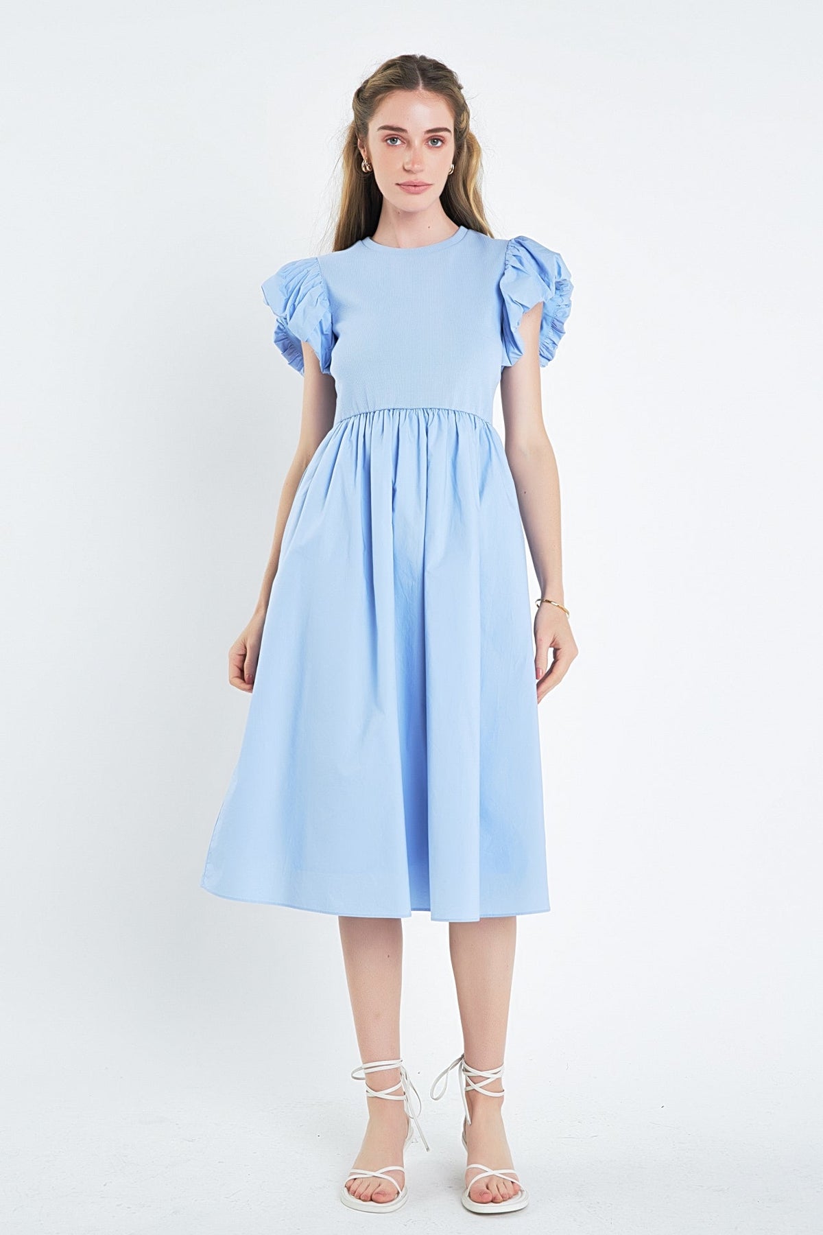 ENGLISH FACTORY - Puff Sleeve Mixed Media Dress - DRESSES available at Objectrare
