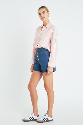 ENGLISH FACTORY - English Factory - Striped Button-Up Shirt - SHIRTS & BLOUSES available at Objectrare