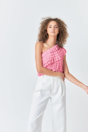 ENDLESS ROSE - Ruffled One-shoulder Top - TOPS available at Objectrare