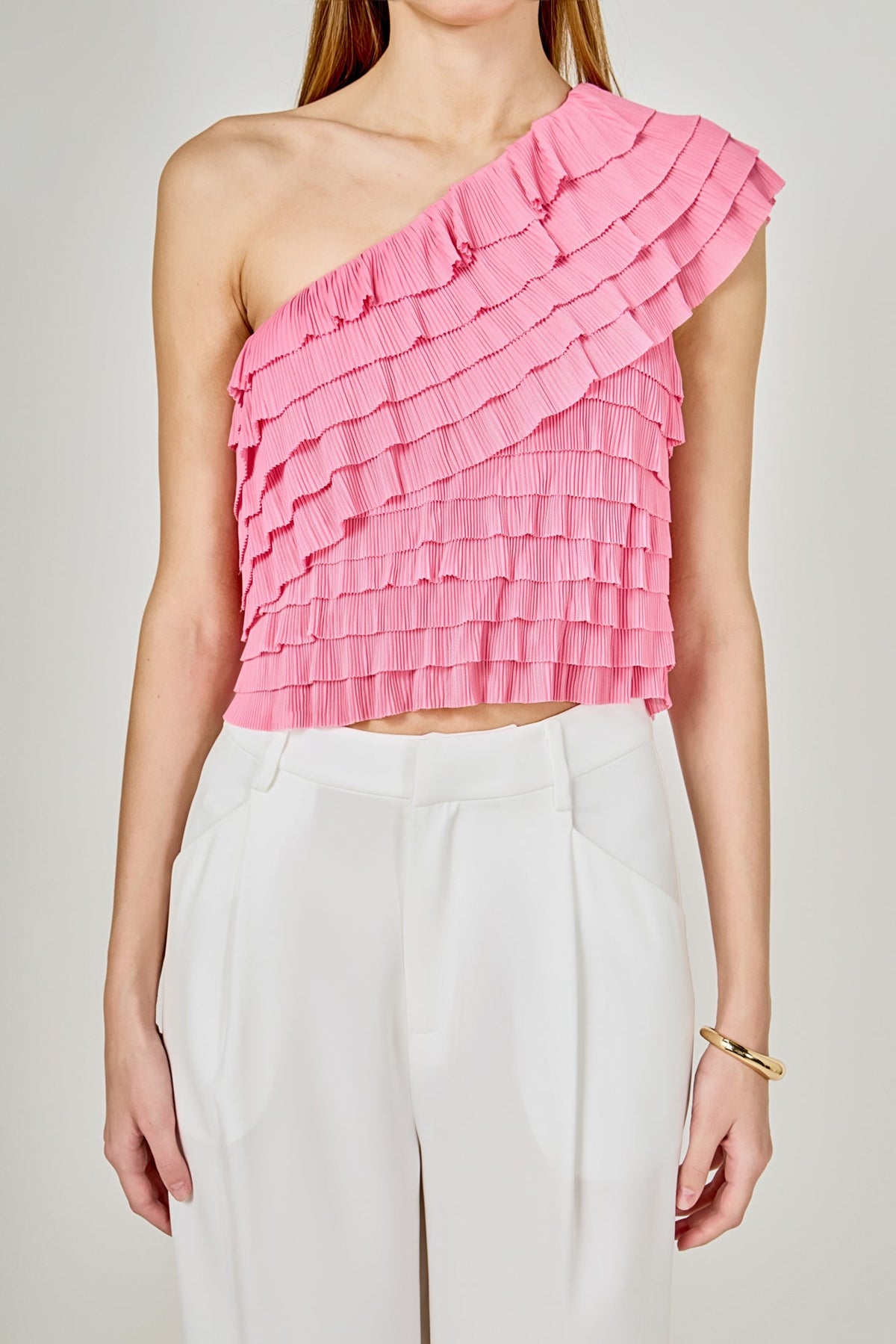 ENDLESS ROSE - Ruffled One-shoulder Top - TOPS available at Objectrare