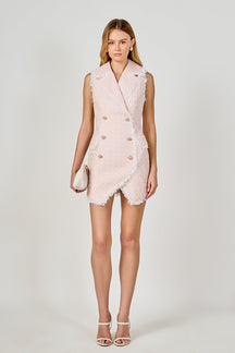 ENDLESS ROSE - Premium Check Tweed Mini Dress - DRESSES available at Objectrare