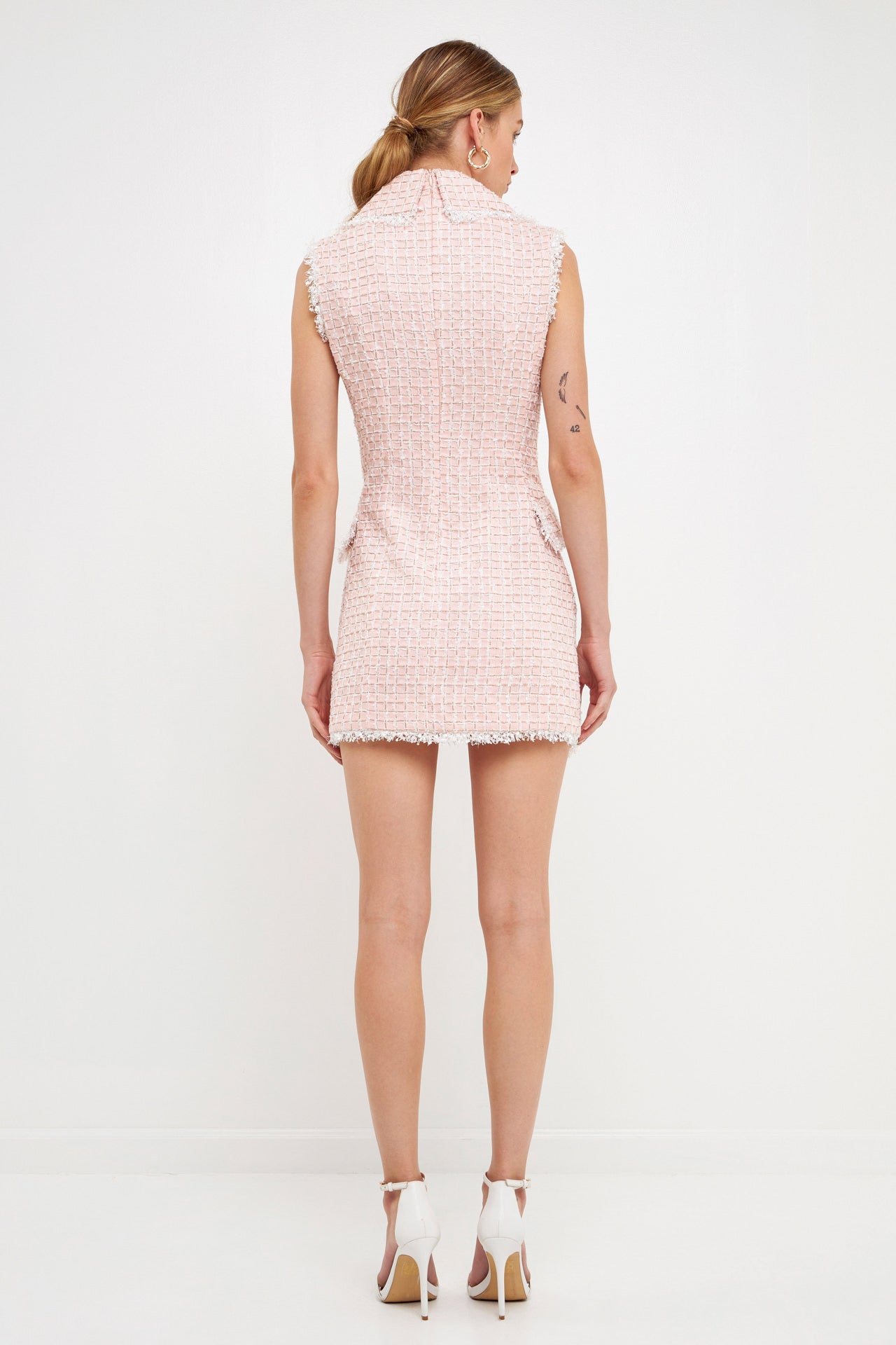 ENDLESS ROSE - Premium Check Tweed Mini Dress - DRESSES available at Objectrare