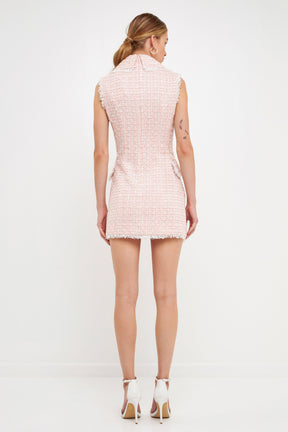 ENDLESS ROSE - Premium Check Tweed Mini Dress - DRESSES available at Objectrare