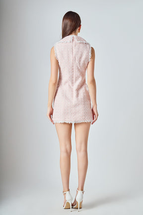ENDLESS ROSE - Premium Check Tweed Mini Dress - DRESSES available at Objectrare