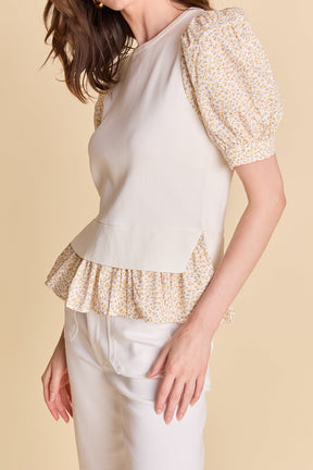 ENGLISH FACTORY - Floral Mixed Media Top - TOPS available at Objectrare