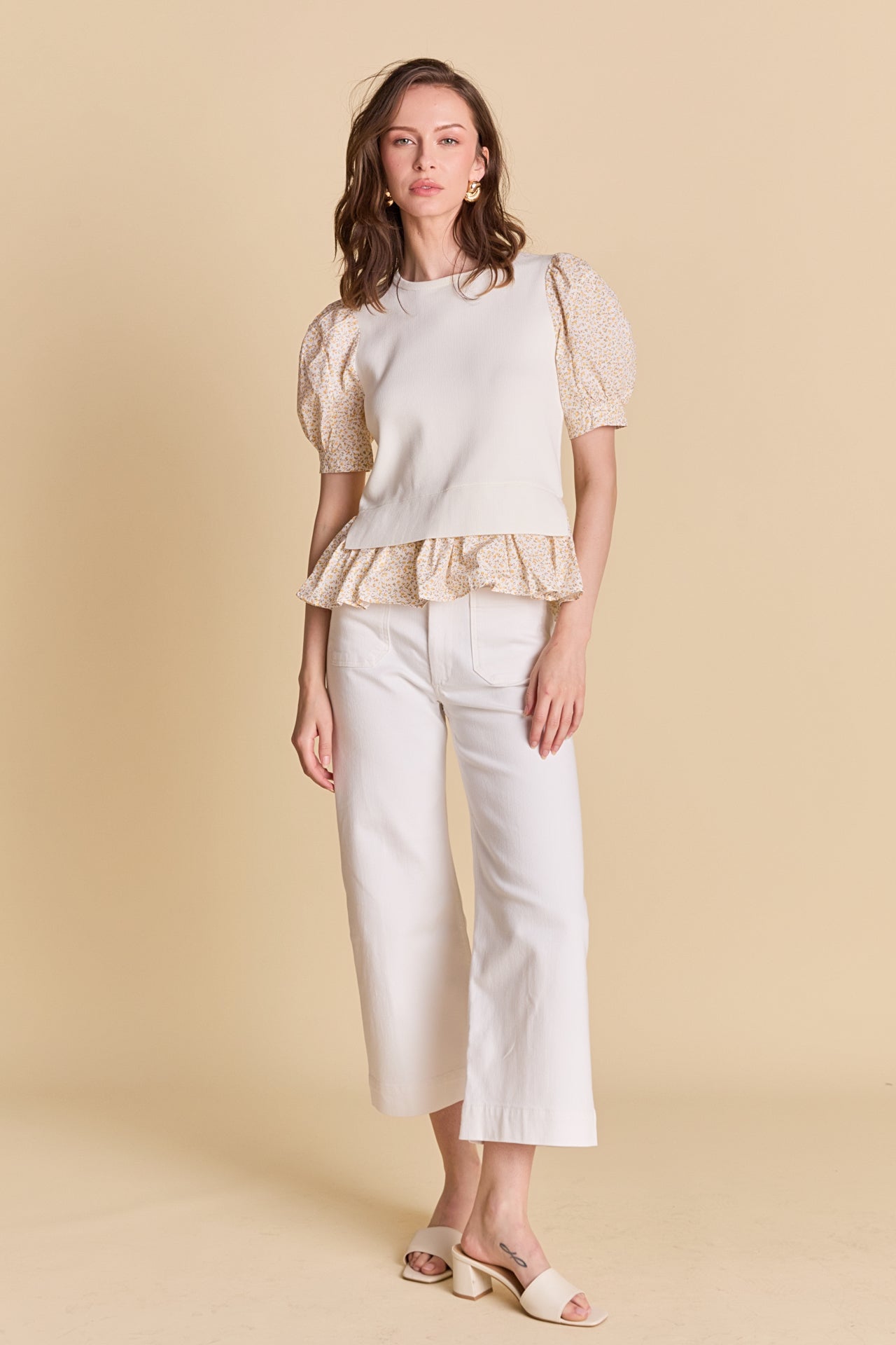ENGLISH FACTORY - Floral Mixed Media Top - TOPS available at Objectrare