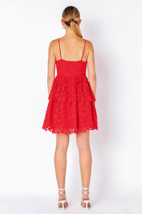 ENDLESS ROSE - Layered Skirt Crochet Mini Dress - DRESSES available at Objectrare