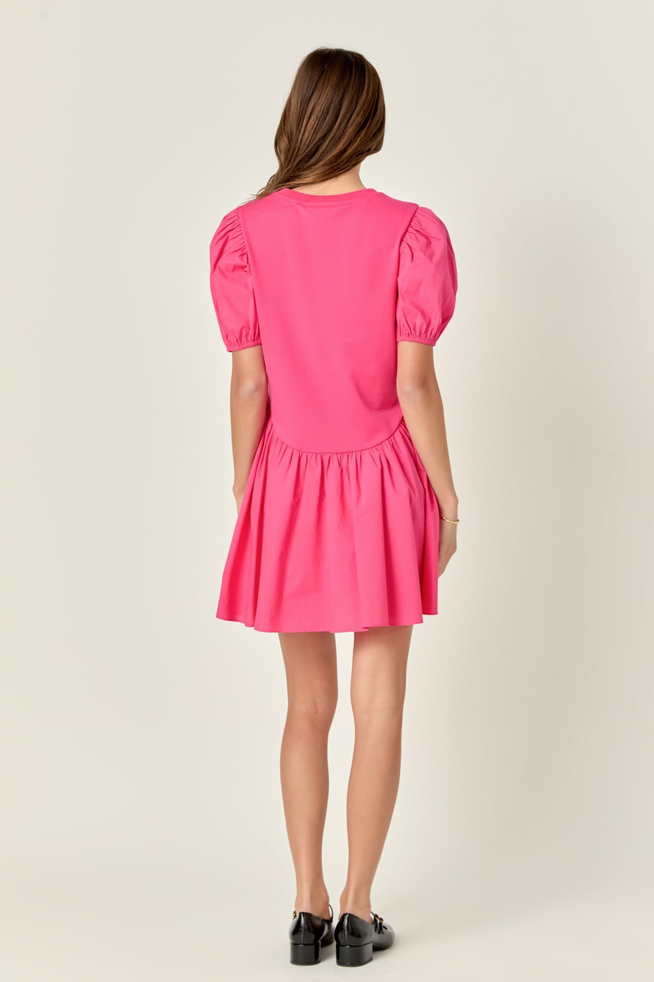 ENGLISH FACTORY - Puff Sleeve Mixed Media Mini Dress - DRESSES available at Objectrare