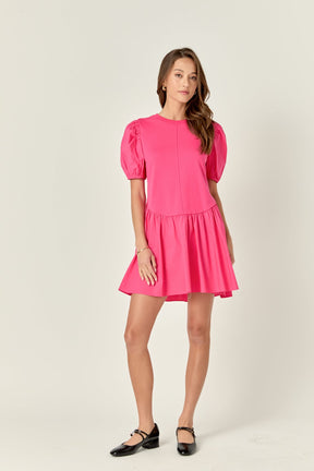 ENGLISH FACTORY - Puff Sleeve Mixed Media Mini Dress - DRESSES available at Objectrare