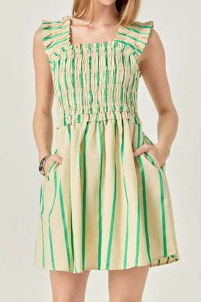 Stripe Ruffled Midi Dress