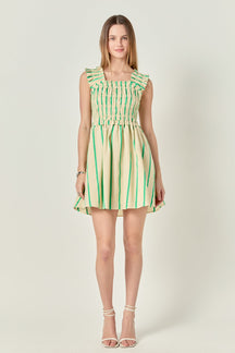 Stripe Ruffled Midi Dress