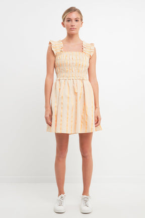 ENGLISH FACTORY - Stripe Ruffled Midi Dress - DRESSES available at Objectrare